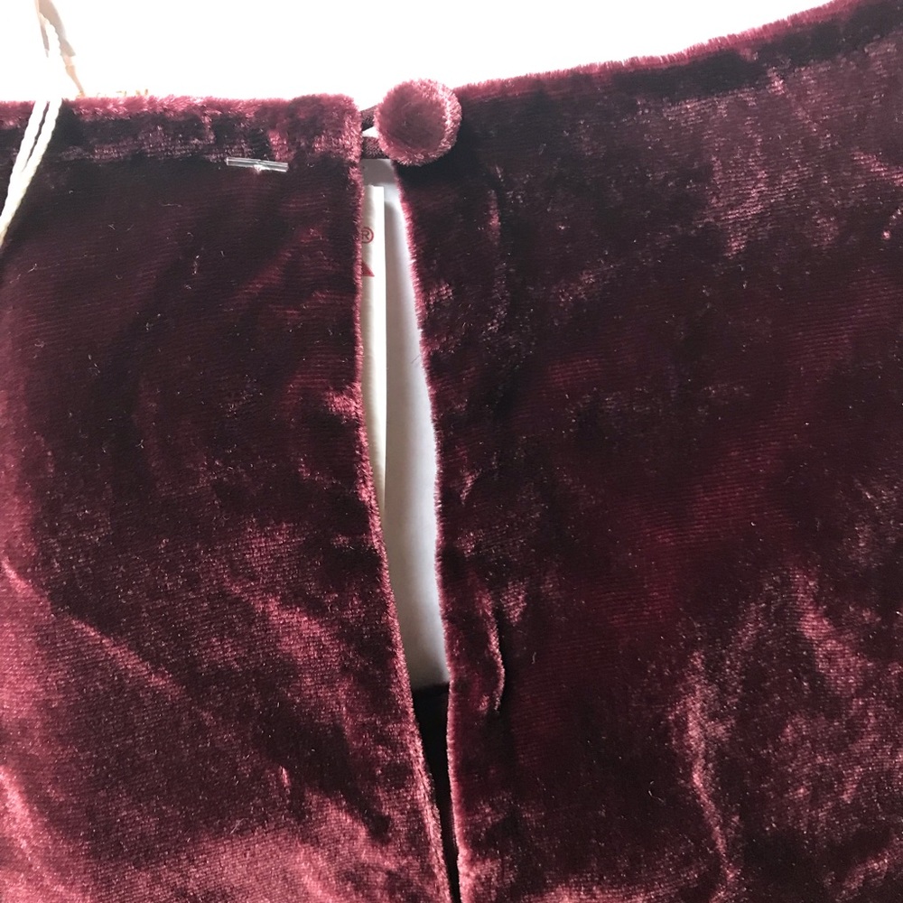 Rebecca Taylor Ruched Sleeves Velvet Top Bordeaux - Picture 5 of 8